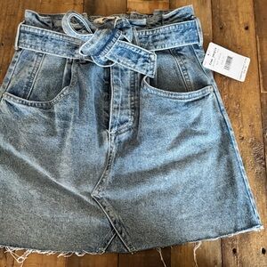 Free People Light Blue Denim Skirt with Belt